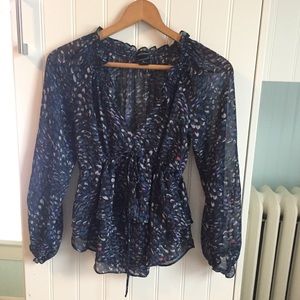 Flirty Sheer Flowy Blouse, XS